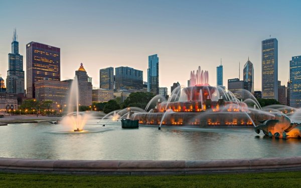 Man Made Buckingham Fountain Fountain Chicago City HD Wallpaper | Background Image