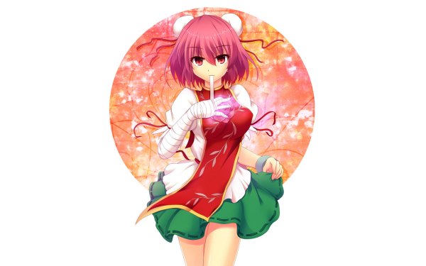 Anime Touhou Kasen Ibaraki Pink Hair Red Eyes Bandage HD Wallpaper | Background Image