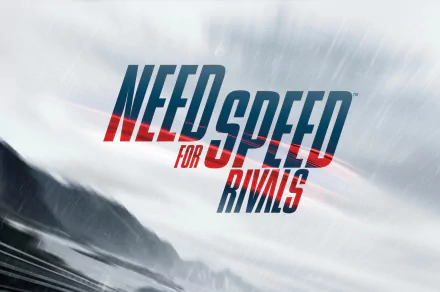 HD PC desktop wallpaper featuring the bold logo of the video game Need For Speed: Rivals against a blurred, dynamic background.