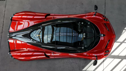 Top-down view of a red sports car from Forza Motorsport 5, featured as an HD PC desktop wallpaper and background.