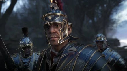 Marius Titus, video game Ryse: Son of Rome — close-up of a stern, armored Roman centurion in detailed HD, cinematic PC desktop wallpaper/background.