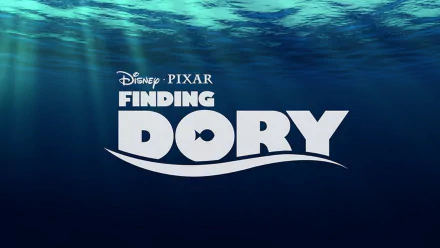 HD desktop wallpaper featuring the title Finding Dory from the Disney-Pixar movie, set against an underwater background with soft blue hues.