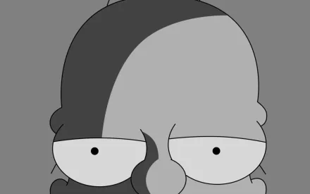 Grayscale HD PC desktop wallpaper: close-up of Homer Simpson from the TV show The Simpsons, showing his forehead and narrowed eyes.