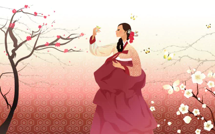 traditional costume Korea woman artistic HD Desktop Wallpaper | Background Image