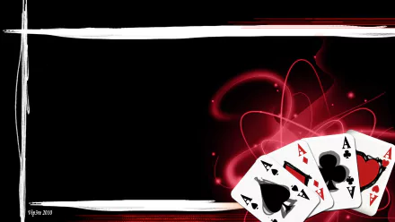 A sleek HD desktop wallpaper featuring a black background with abstract red swirls and a fan of playing cards, embodying a modern, stylish gaming theme.