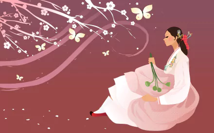 traditional costume Korea woman artistic HD Desktop Wallpaper | Background Image