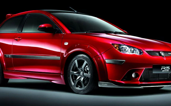 HD PC desktop wallpaper featuring a sleek red Proton vehicle against a dark background, highlighting its modern design and sporty appeal.