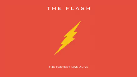A vibrant 8K Ultra HD wallpaper featuring the iconic Flash logo against a bold red background, showcasing the text The Flash and The Fastest Man Alive.