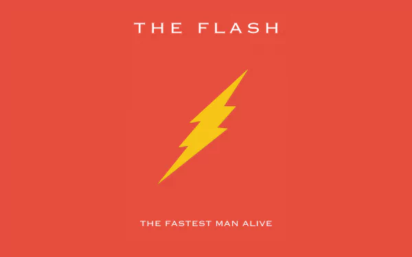 A vibrant 8K Ultra HD wallpaper featuring the iconic Flash logo against a bold red background, showcasing the text The Flash and The Fastest Man Alive.