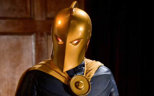 HD wallpaper featuring Doctor Fate from the DC Comics TV show Smallville, showcasing the iconic golden helmet and cape against a dark background.