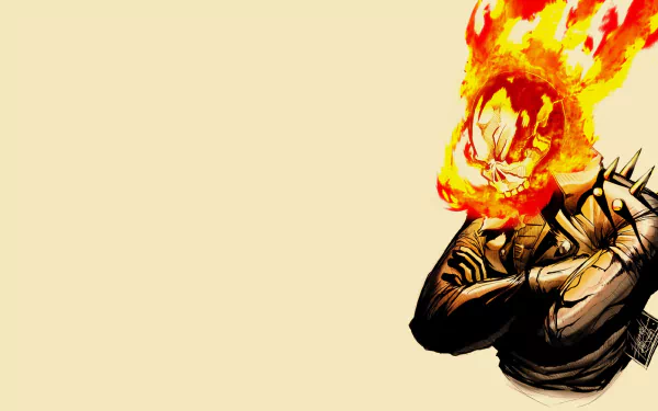 High-definition wallpaper featuring Johnny Blaze as Ghost Rider, showcasing a dynamic illustration of the fiery, iconic character against a subtle background.