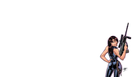 A vibrant HD desktop wallpaper featuring a character from the comic Danger Girl. She stands confidently with a rifle, exuding strength and attitude.