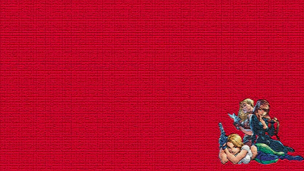 A vibrant red background featuring characters from the comic Danger Girl, blending action and adventure in this HD PC desktop wallpaper.