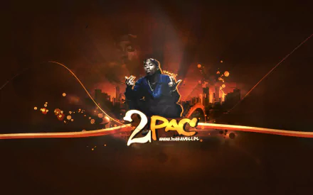 A vibrant HD desktop wallpaper featuring 2Pac, showcasing dynamic colors and an urban background that celebrates his iconic presence in music culture.