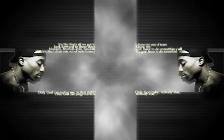 HD desktop wallpaper featuring 2Pac, showcasing his iconic profile along with inspirational text, blending music history and artistic expression.