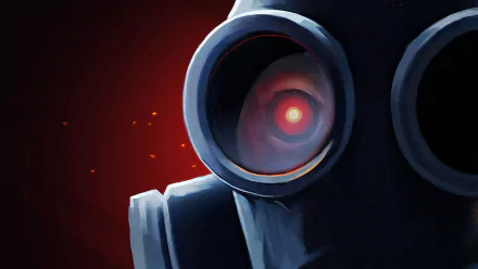 HD PC desktop wallpaper featuring a close-up of the Sniper character from the video game Team Fortress 2, set against a dark red background.