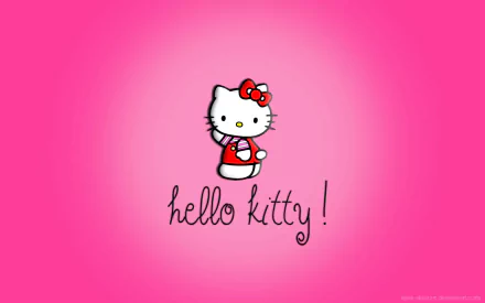 HD desktop wallpaper featuring Hello Kitty on a pink background, with hello kitty! written underneath the character in a playful font.