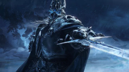 HD desktop wallpaper featuring the Lich King from the video game World of Warcraft, set against a dark, icy backdrop.