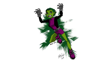 A vibrant HD wallpaper featuring a genderbend version of Beast Boy from DC Comics, showcasing dynamic colors and playful energy, inspired by the Teen Titans comic style.