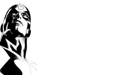 Black Bolt comic artwork featuring a striking black-and-white design. This HD PC desktop wallpaper captures the character’s powerful presence against a minimalist background.