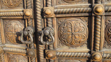  Alexander Nevsky Cathedral - carved door and ornate handle