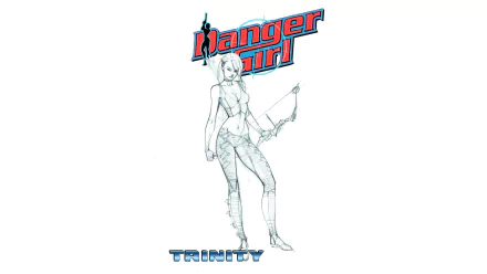 HD desktop wallpaper featuring a character from the comic Danger Girl. The artwork depicts Trinity, showcasing her dynamic pose and adventurous spirit.