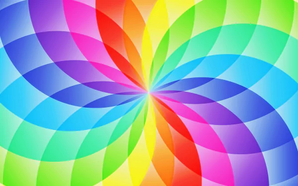 An abstract design featuring vibrant colors in a spiraling pattern, showcasing a blend of blues, greens, pinks, and yellows. This 8K Ultra HD wallpaper adds a dynamic touch to any desktop background.