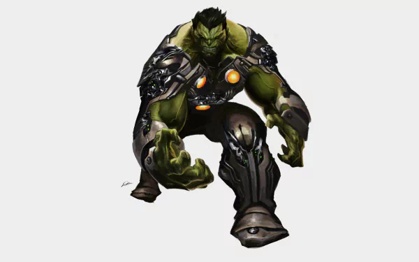 Indestructible Hulk comic artwork: green, armored Hulk lunging forward — HD PC desktop wallpaper/background.