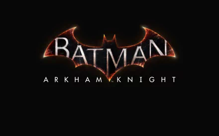 A sleek HD wallpaper featuring the iconic Batman logo and title from the video game Batman: Arkham Knight, set against a dark background.