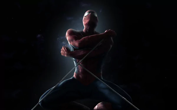 HD desktop wallpaper featuring Spider-Man from the movie The Amazing Spider-Man, posed dramatically in a dark background.