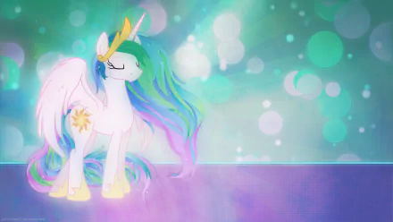 HD wallpaper featuring Princess Celestia from My Little Pony: Friendship Is Magic, showcasing her vibrant mane against a dreamy, colorful background.