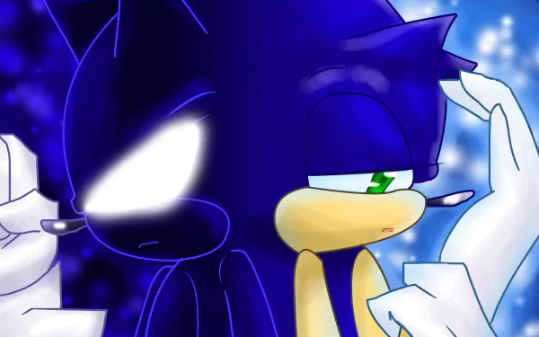 4K Ultra HD Sonic the Hedgehog anime wallpaper featuring Sonic from Sonic X with a glowing, intense aura against a vibrant blue background.