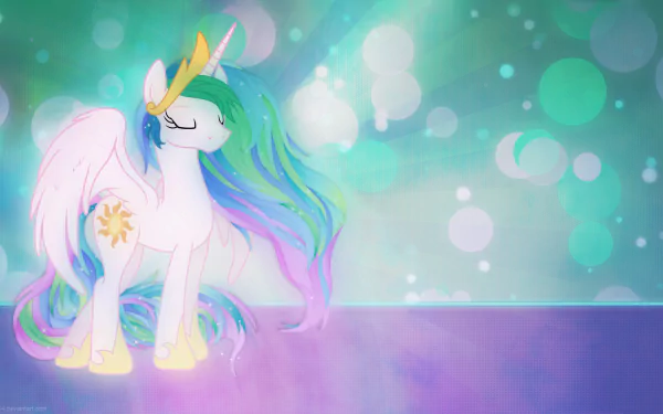 HD wallpaper featuring Princess Celestia from My Little Pony: Friendship Is Magic, showcasing her vibrant mane against a dreamy, colorful background.