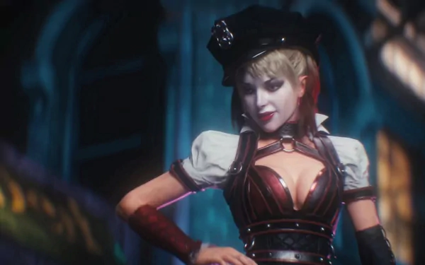 HD PC desktop wallpaper featuring a character from the video game Batman: Arkham Knight in detailed costume and lighting.