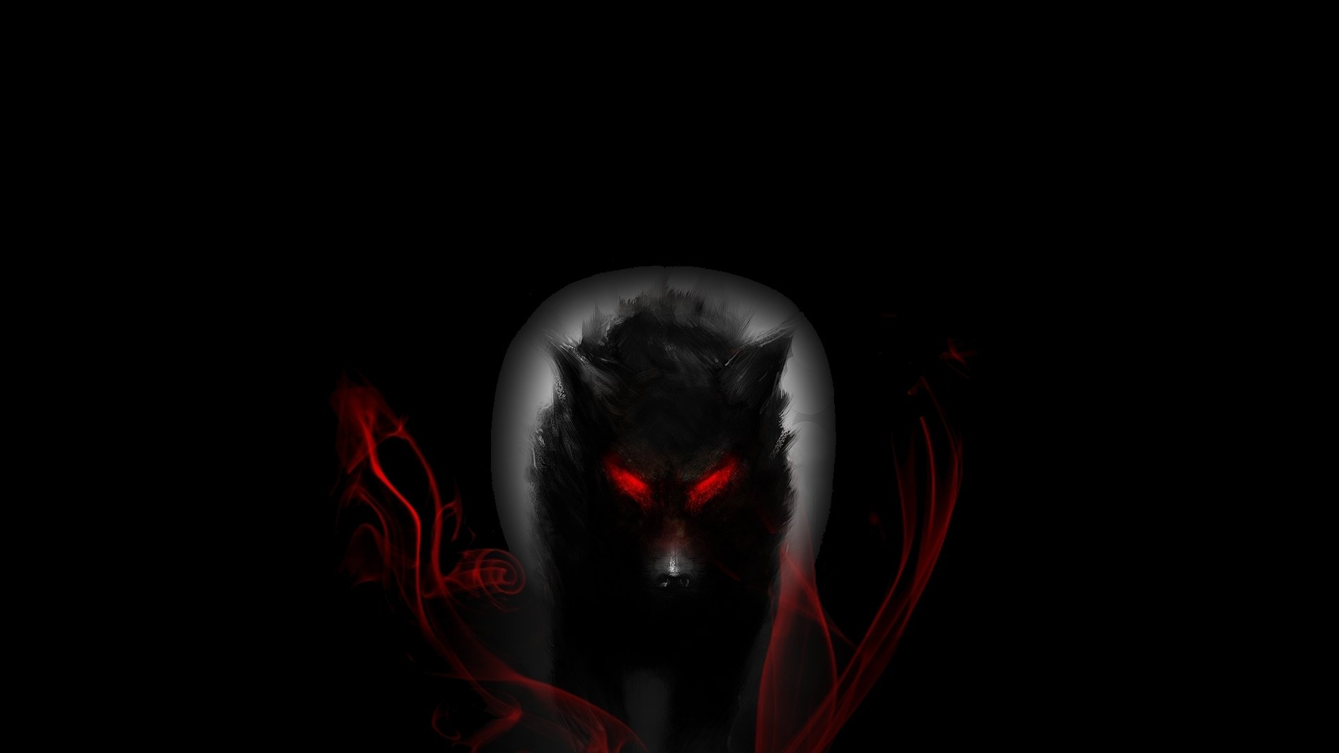 glowing eyes in the dark wolf