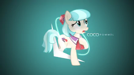 Vector HD desktop wallpaper of Coco Pommel from the TV show My Little Pony: Friendship Is Magic, featuring a stylized pony character with pastel colors and elegant design.