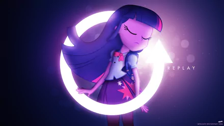 HD desktop wallpaper featuring Twilight Sparkle from My Little Pony: Equestria Girls, depicted in a mystical vector design with glowing elements and a dark background.