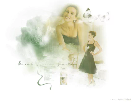 HD desktop wallpaper featuring iconic elements from the TV show Sex and the City, showcasing elegant characters in stylish attire against a soft, artistic background.