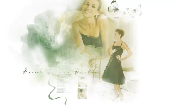 HD desktop wallpaper featuring iconic elements from the TV show Sex and the City, showcasing elegant characters in stylish attire against a soft, artistic background.