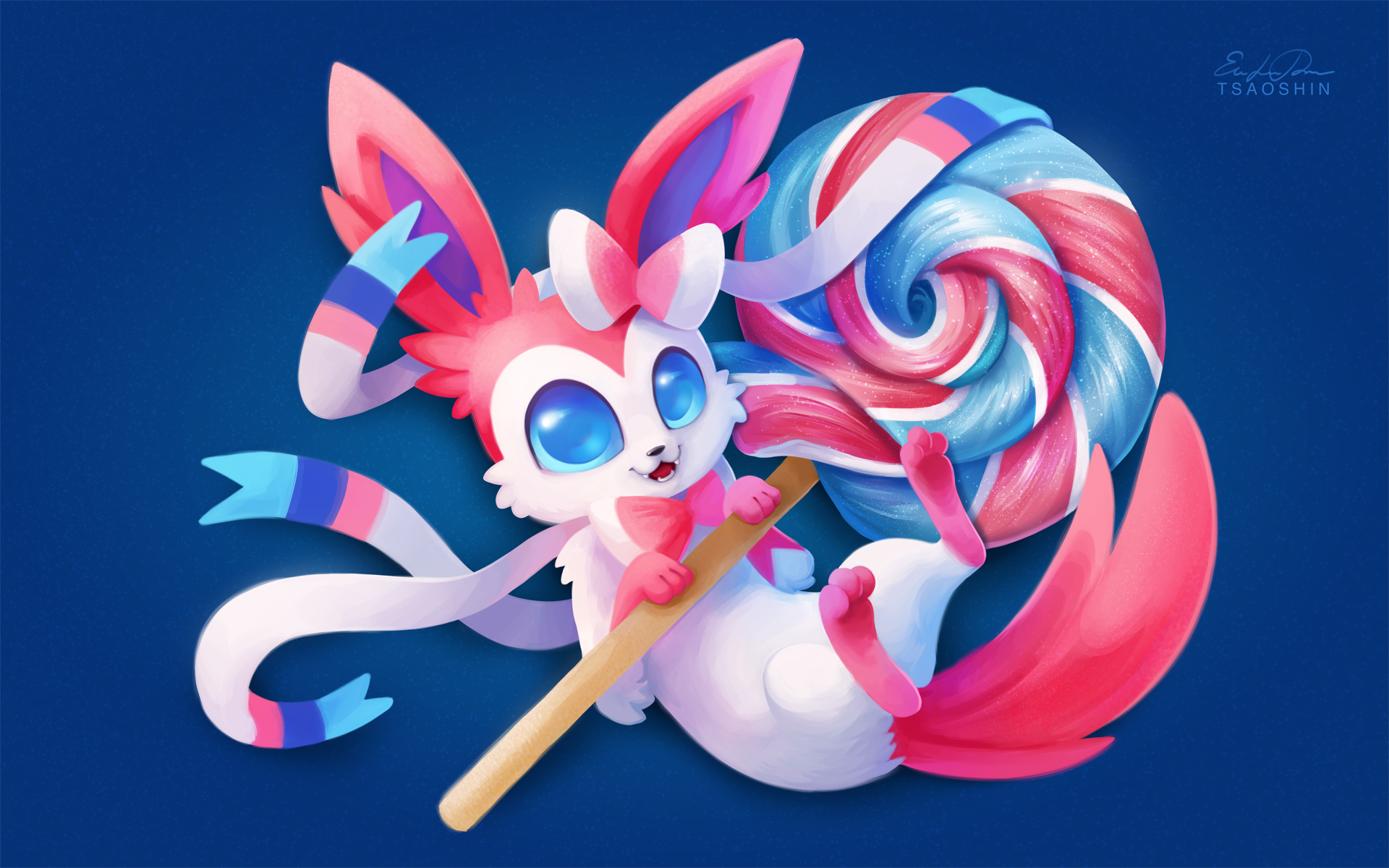 Download Cute Sylveon Pokemon Character Wallpaper | Wallpapers.com