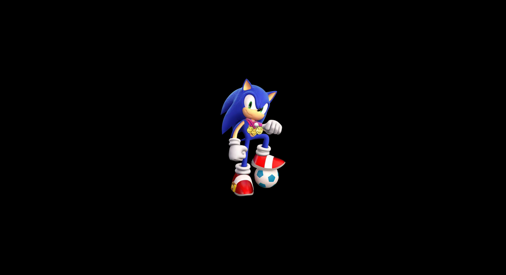 HD PC desktop wallpaper featuring Sonic the Hedgehog from the video game Mario & Sonic at the London 2012 Olympic Games, set against a black background.