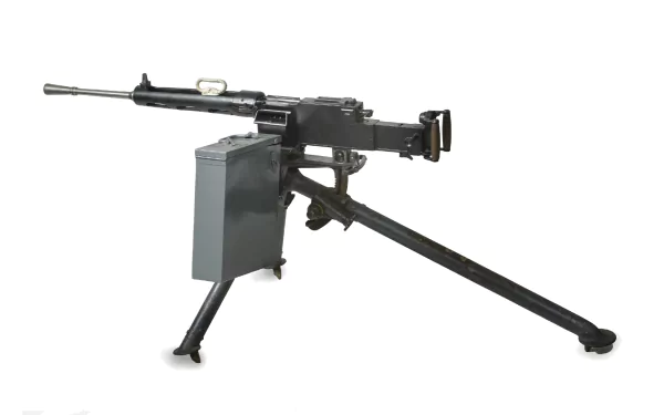 A high-definition wallpaper featuring a machine gun, showcasing intricate details of its design and structure against a clean background.