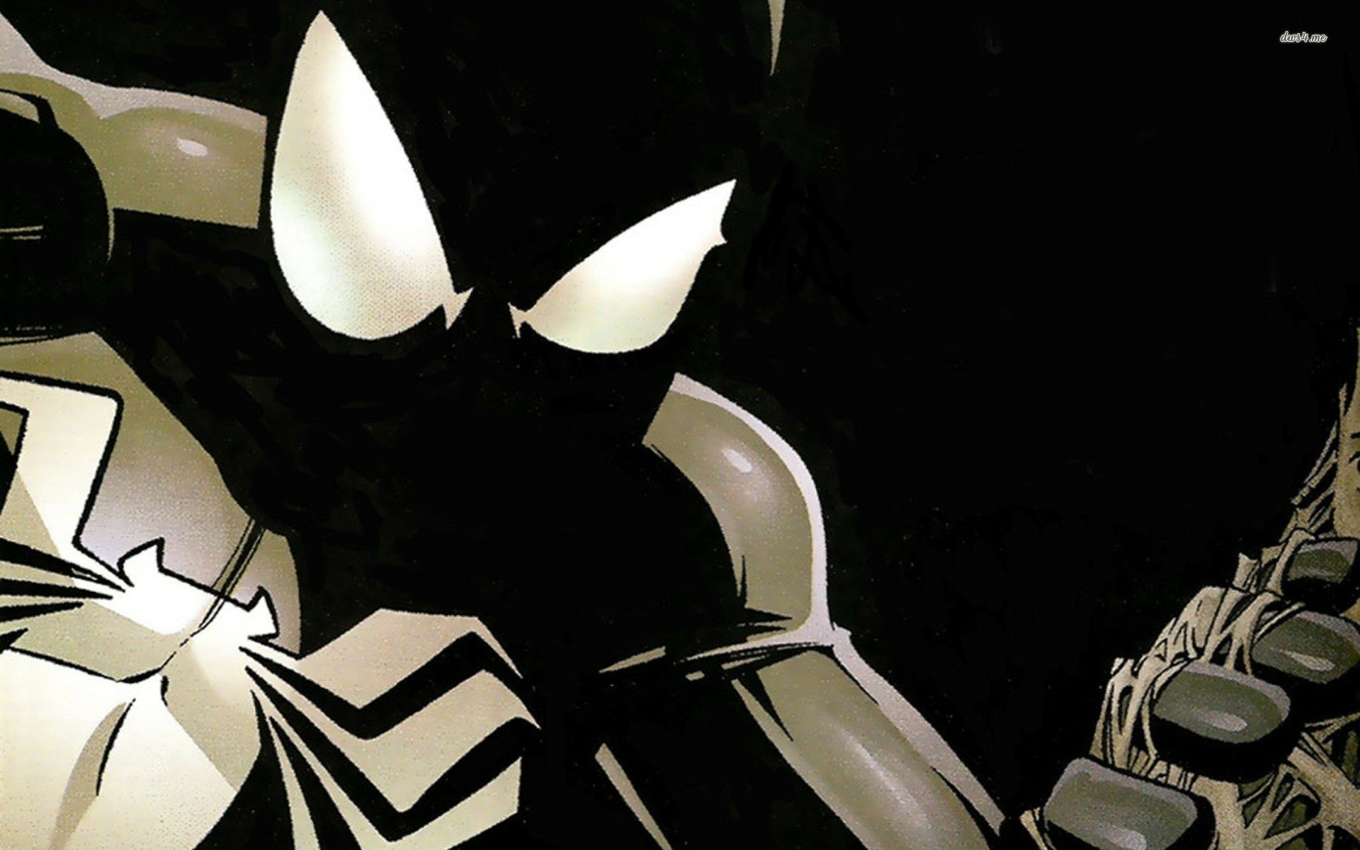 A striking HD desktop wallpaper featuring Spider-Man in a dynamic comic style, showcasing bold contrasts and intense colors that capture the superhero's essence.