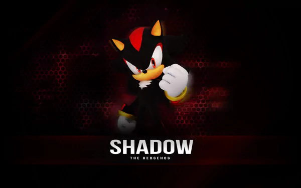 HD PC desktop wallpaper featuring Shadow the Hedgehog from the video game Sonic & Sega All-Stars Racing with a dark, dynamic background.