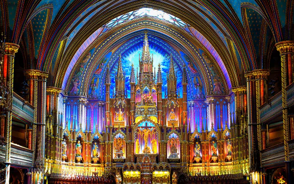 religious Notre-Dame Basilica of Montreal HD Desktop Wallpaper | Background Image