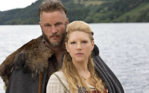 Ragnar Lothbrok and Lagertha from Vikings (2013), portrayed by Katheryn Winnick, in a 4K Ultra HD PC desktop wallpaper and background.
