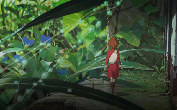 HD desktop wallpaper featuring Arrietty from The Secret World Of Arrietty exploring a lush garden.