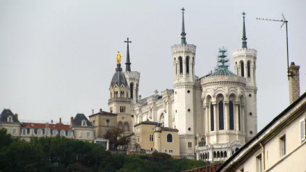 religious Basilica of Notre-Dame de Fourvière HD Desktop Wallpaper | Background Image