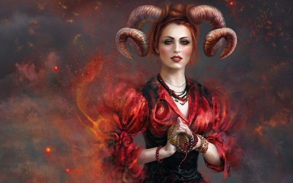 Fantasy Women Horns Redhead HD Wallpaper | Background Image