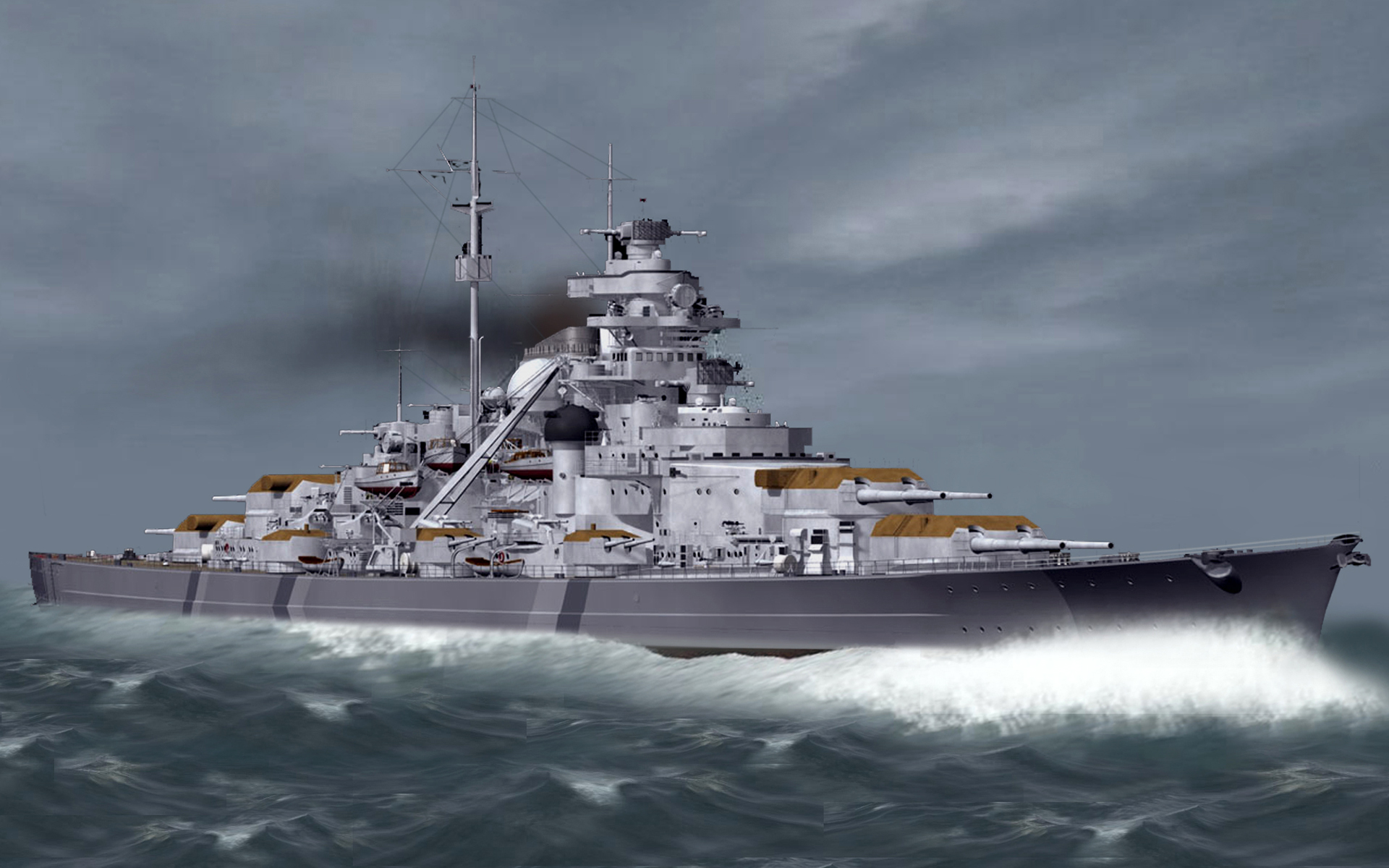 German battleship Bismarck HD Wallpaper